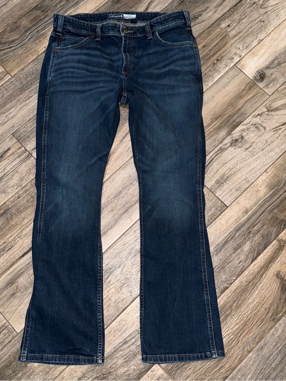 Carhartt Slim Fit Blue Denim Jeans Mens 36x32 Workwear Cotton Blend BD6570-M
